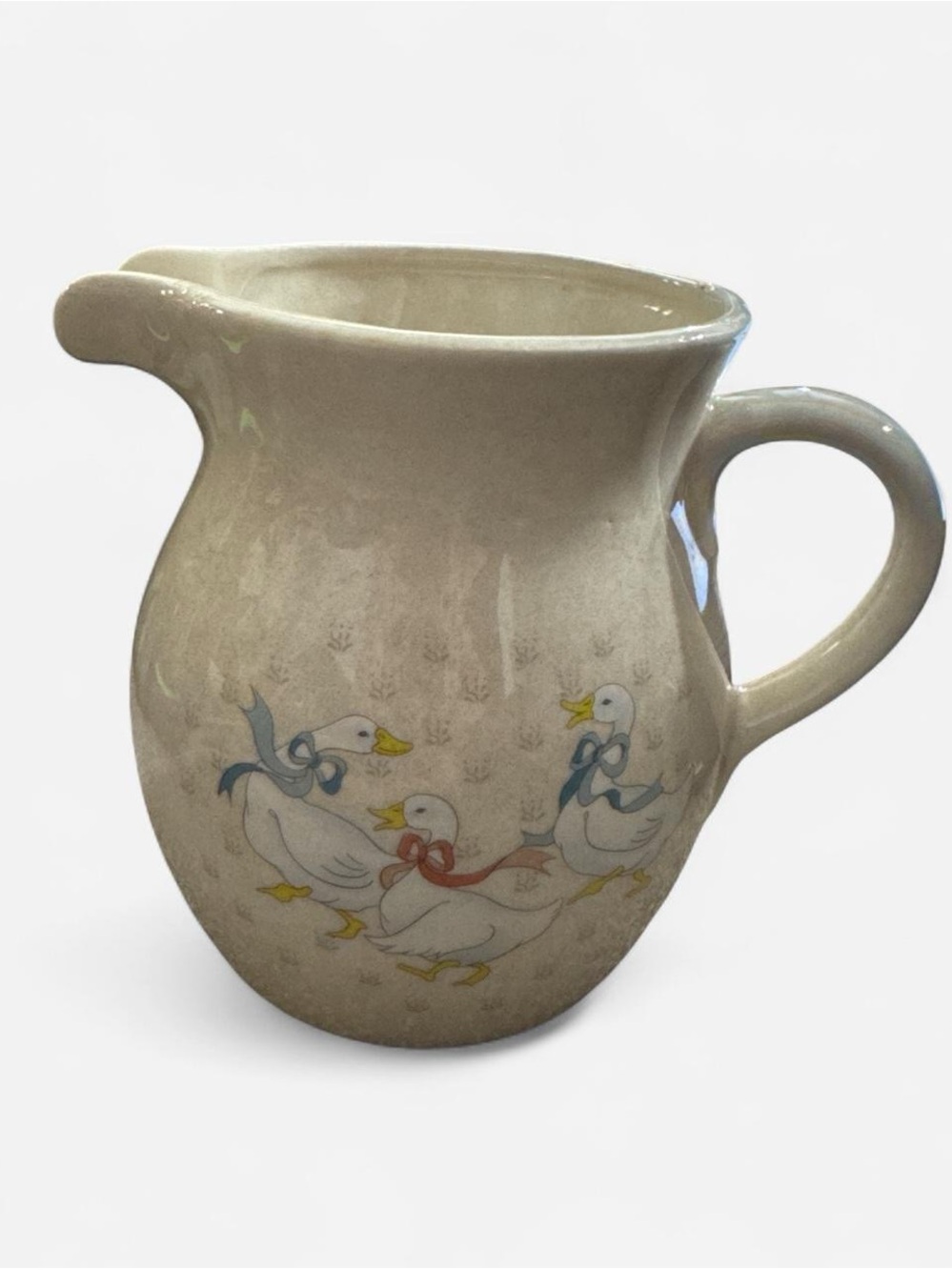 Vintage 1980s WBI Ceramic Duck Motif Cream Pitcher - Neutral